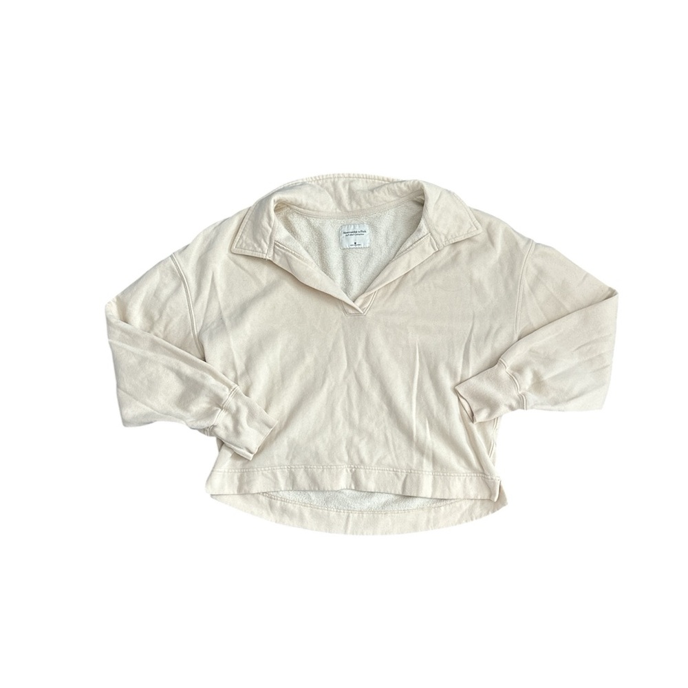 Abercrombie and fitch cream pullover collared sweater